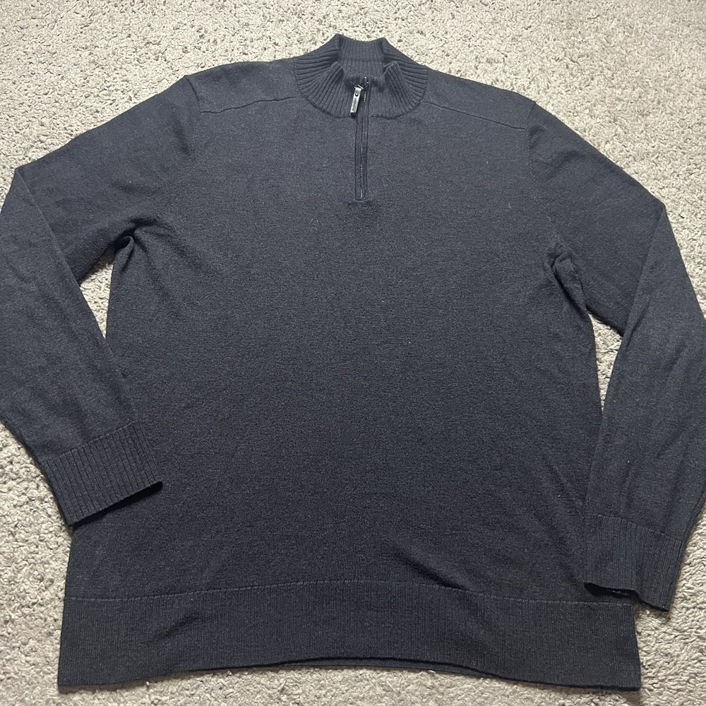 Smartwool Long Sleeve Heather Charcoal Gray 1/4 Zip Merino Wool Sweater Size L